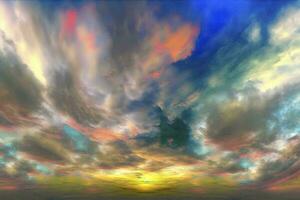 vivido e sognante panorama di Cloudscape a tramonto ai generato foto
