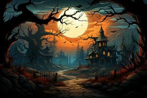 carino Halloween tema sfondo con 2d animazione ai generato foto