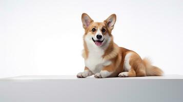 adorabile pembroke gallese corgi cane su bianca sfondo ai generato foto