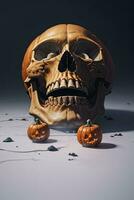 Halloween cinematico manifesto con cranio e zucche sfondo foto