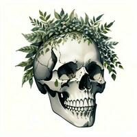 acquerello cranio e le foglie clipart foto