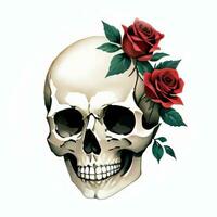 acquerello cranio e Rose clipart foto