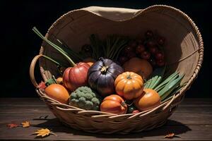 studio foto di il cestino con autunno raccogliere verdure