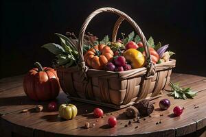 studio foto di il cestino con autunno raccogliere verdure