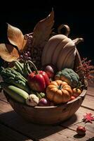 studio foto di il cestino con autunno raccogliere verdure