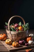 studio foto di il cestino con autunno raccogliere verdure