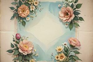 Vintage ▾ carta con fiori struttura sfondo foto