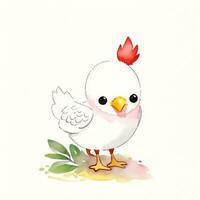 acquerello bambini illustrazione con carino chiken clipart foto