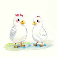 acquerello bambini illustrazione con carino chiken clipart foto