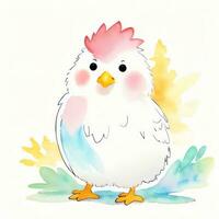 acquerello bambini illustrazione con carino chiken clipart foto