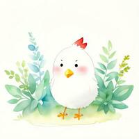 acquerello bambini illustrazione con carino chiken clipart foto