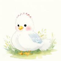 acquerello bambini illustrazione con carino chiken clipart foto