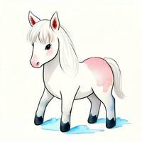 acquerello bambini illustrazione con carino cavallo clipart foto