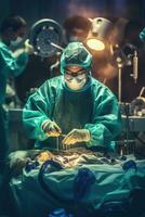 operazione chirurgo specialista uniforme blu fotografia vero Salute maschera bicchiere medico medico foto