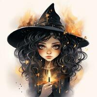 femmina donna ragazza cappello zucca Halloween illustrazione opera d'arte orrore isolato tatuaggio fantasia cartone animato foto