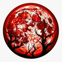 albero sangue Luna Halloween illustrazione pauroso orrore design tatuaggio vettore isolato etichetta fantasia foto
