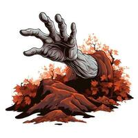 zombie mano crescente Halloween illustrazione pauroso orrore design tatuaggio vettore etichetta fantasia foto