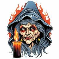 strega candele ritratto Halloween illustrazione pauroso orrore design tatuaggio vettore isolato fantasia foto