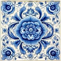 retrò Vintage ▾ ornato ornamento piastrella smaltato portoghese mosaico modello floreale blu piazza arte foto