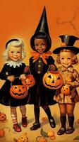 Vintage ▾ retrò bambini libro cartolina illustrazione 1950 pauroso Halloween costume Sorridi strega foto