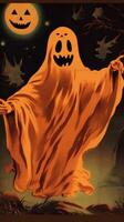 fantasma spirito Vintage ▾ retrò libro cartolina illustrazione 1950 pauroso Halloween costume Sorridi foto