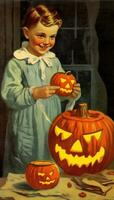 Vintage ▾ retrò bambini libro cartolina illustrazione 1950 pauroso Halloween costume Sorridi strega foto