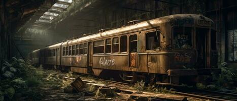 treno carro metropolitana stazione inviare apocalisse paesaggio gioco sfondo foto arte illustrazione ruggine