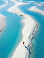 donna spiaggia sabbia Paradiso oceano mare indietro fuco superiore Visualizza onde silenzio serenità zen la tranquillità foto