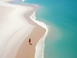 donna spiaggia sabbia Paradiso oceano mare indietro fuco superiore Visualizza onde silenzio serenità zen la tranquillità foto