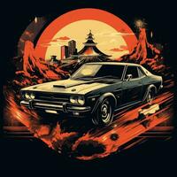 jdm gtr Giappone auto hakosuka maglietta design modello copertina tatuaggio isolato vettore illustrazione opera d'arte foto