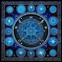 blu mistico cosmo bussola pianeta tarocco carta costellazione navigazione zodiaco illustrazione foto