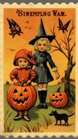 bambini bambini carino affrancatura francobollo retrò Vintage ▾ 1930 halloween zucca illustrazione scansione manifesto foto