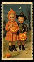 bambini bambini carino affrancatura francobollo retrò Vintage ▾ 1930 halloween zucca illustrazione scansione manifesto foto