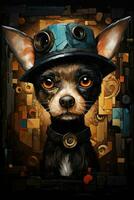 cane cucciolo misterioso fantasia buio illustrazione raccapricciante pittura Magia disegno libro opera d'arte foto