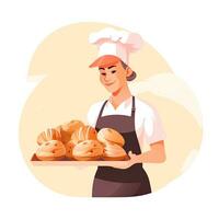 pasticciere panettiere piatto vettore clipart illustrazione sito web stile professione lavoro isolato opera foto