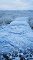 letto nel il campo rilassamento cuscino copriletto fiori posto sognare morbido copertina foto Camera da letto aria zen