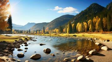 fiume autunno bellezza tranquillo, calmo paesaggio la libertà scena bellissimo natura sfondo foto natura selvaggia