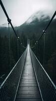 ponte montagne nebbia lunatico tranquillo, calmo paesaggio la libertà scena bellissimo natura sfondo foto