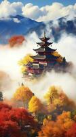 Cina aereo Torre antico pagoda tranquillo, calmo paesaggio la libertà scena bellissimo sfondo foto