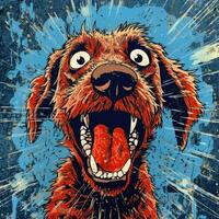pazzo latrato cane furioso pazzo ritratto espressive illustrazione opera d'arte olio dipinto schizzo tatuaggio foto