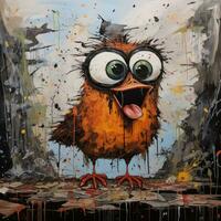 arrabbiato uccello furioso pazzo ritratto espressive illustrazione opera d'arte olio dipinto ritratto schizzo tatuaggio foto
