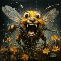pazzo ape furioso pazzo ritratto espressive illustrazione opera d'arte olio dipinto ritratto schizzo tatuaggio foto