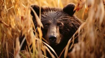 orso grizzly nascosto predatore fotografia nazionale geografico stile 35 millimetri documentario sfondo foto