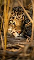 leopardo nascosto predatore fotografia erba nazionale geografico stile 35 millimetri documentario sfondo foto