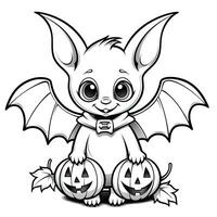pipistrello vampiro semplice bambini colorazione pagina Halloween carino bianca sfondo libro isolato grassetto foto