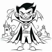 dracula vampiro semplice bambini colorazione pagina Halloween carino bianca sfondo libro isolato grassetto foto