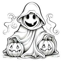 fantasma spirito semplice bambini colorazione pagina Halloween carino bianca sfondo libro isolato grassetto foto