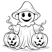 fantasma spirito semplice bambini colorazione pagina Halloween carino bianca sfondo libro isolato grassetto foto