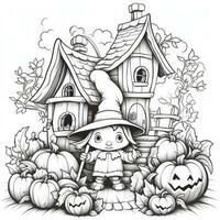 semplice bambini colorazione pagina Halloween carino bianca sfondo libro isolato grassetto pauroso foto