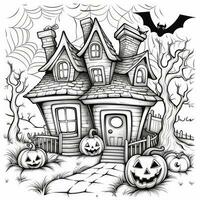 semplice bambini colorazione pagina Halloween carino bianca sfondo libro isolato grassetto pauroso foto